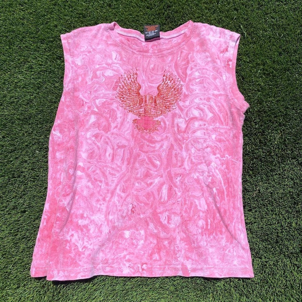 Harley davidson pink tie dye baby tee